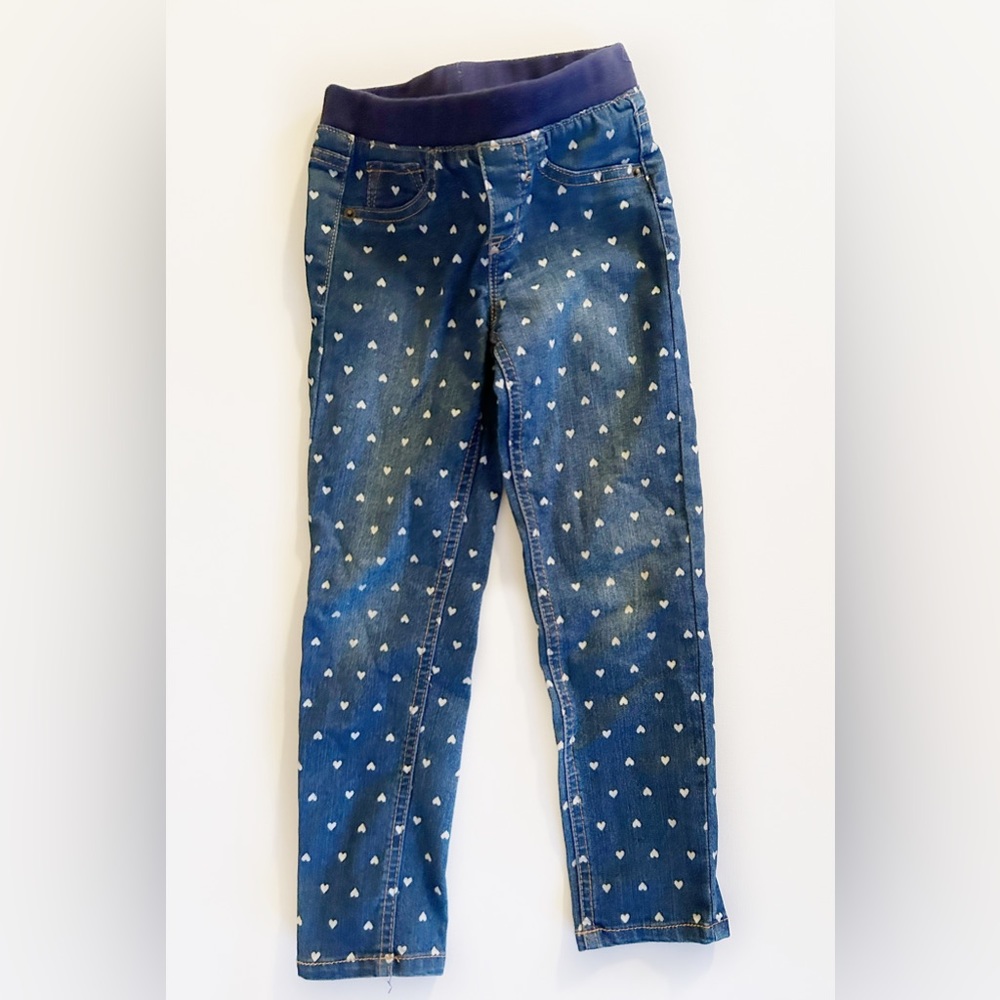 Cat & Jack Girls Mid-Rise Toddler Pull on Heart Skinny Jeans